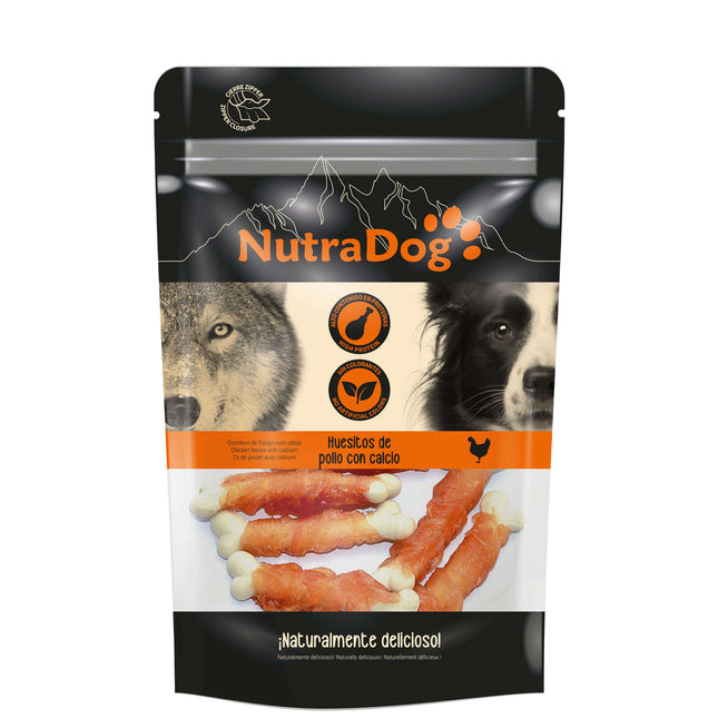 Snack huesitos de pollo con calcio NutraDog - 100 gramos (Pack de 12 uds)