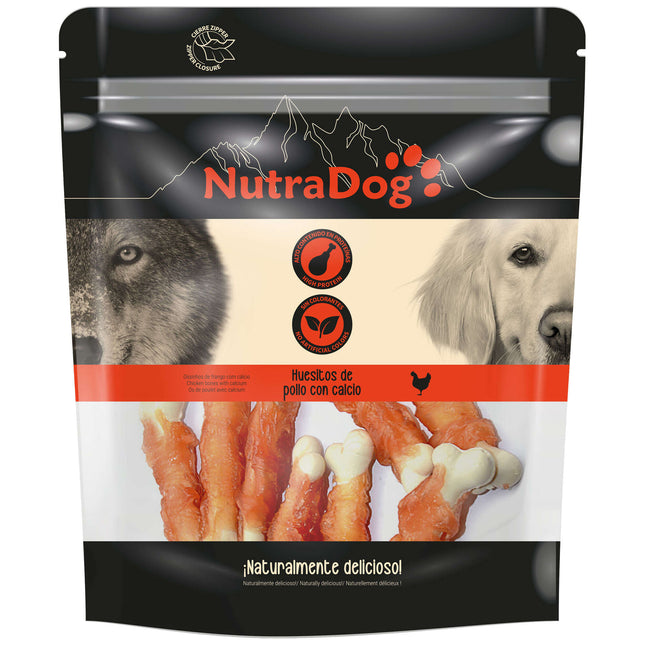 Snack huesitos de pollo con calcio NutraDog - 350 gramos (Pack de 6 uds)