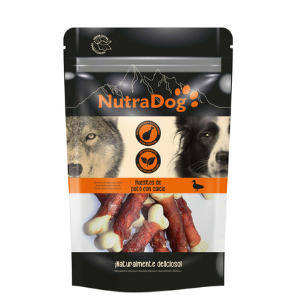 Snack huesitos de pato con calcio NutraDog de 100 gramos (Pack de 12 uds)