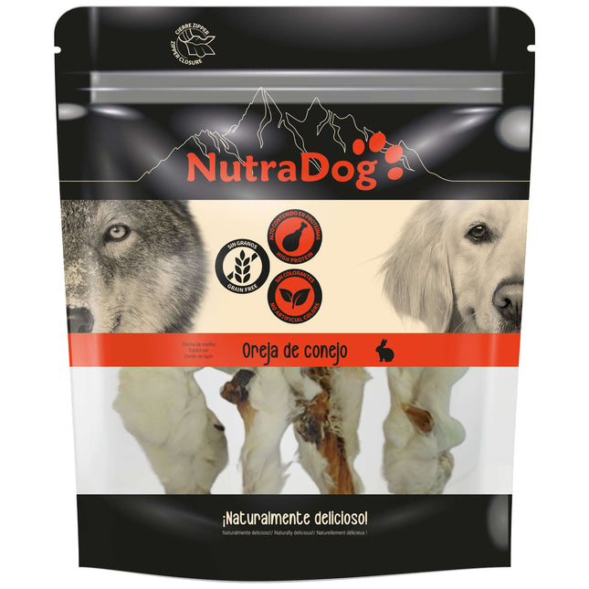 Orejas de conejo NutraDog - 350 gramos (Pack de 6 uds)