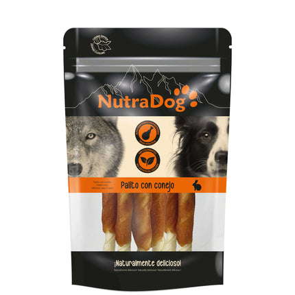 Palitos con conejo NutraDog - 100 gramos (Pack de 12 uds)
