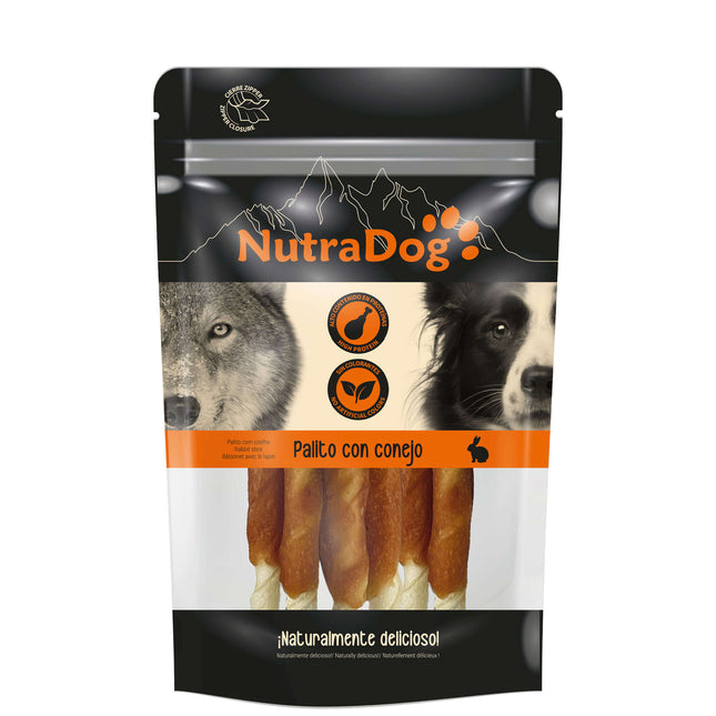 Palitos con conejo NutraDog - 100 gramos (Pack de 12 uds)