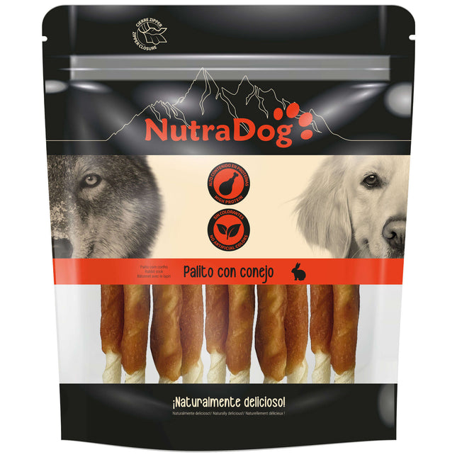 Palitos con conejo NutraDog - 350 gramos (Pack de 6 uds)