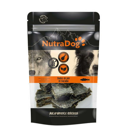 Dados de piel de bacalao NutraDog de 100 gramos (Pack de 12 uds)