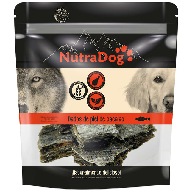 Dados de piel de bacalao NutraDog de 350 gramos (Pack de 6 uds)
