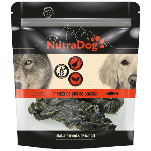 Trenza de piel de bacalao NutraDog de 350 gramos (Pack de 6 uds)