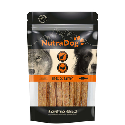 Tiras de salmón NutraDog de 100 gramos (Pack de 12 uds)