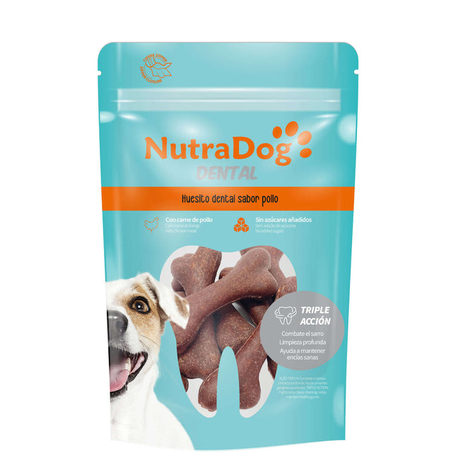 Huesitos sabor pollo NutraDog DENTAL  (Pack de 12 uds)