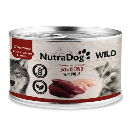 Lata de ciervo y pollo para perros NutraDog WILD Gourmet - 200 gramos (Pack de 15 uds)