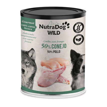 Lata de conejo y pollo para perros NutraDog WILD Gourmet - 400 gramos (Pack de 15 uds)