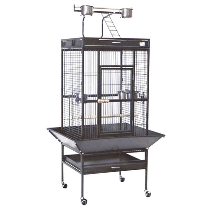 Jaula PARQUE gris-forja con pie exterior para pájaros 164 cm.