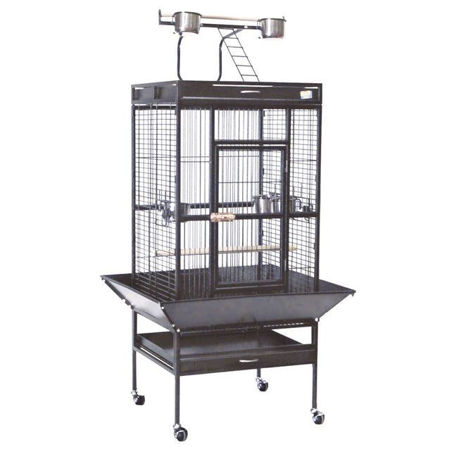 Jaula PARQUE gris-forja con pie exterior para pájaros 164 cm.