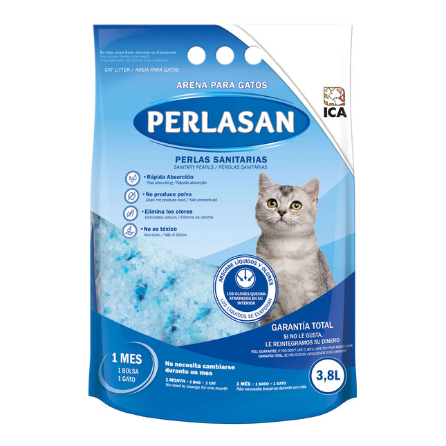 Lecho sanitario PERLASAN de 3,8 litros para gatos (Pack de 8 uds)