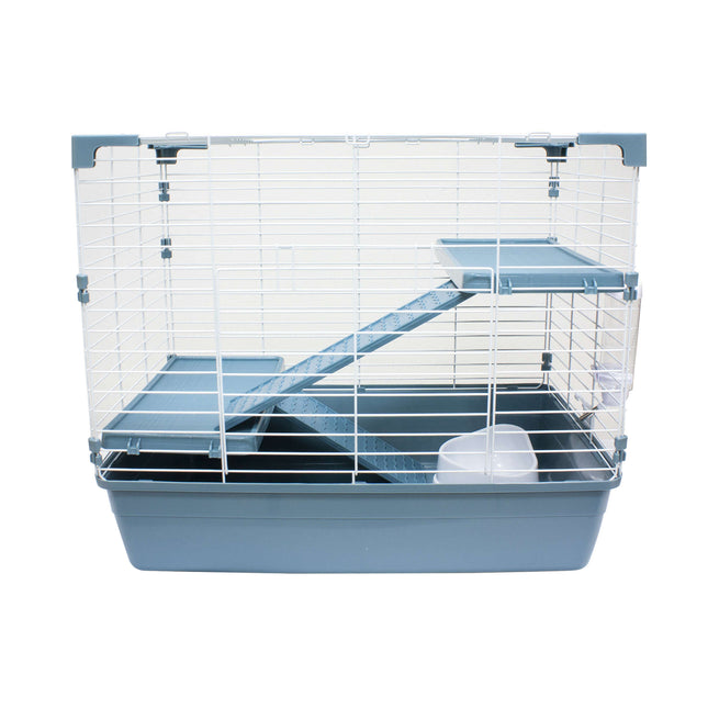 Jaula RABIT blanca y azul para conejos y cobayas 69 cm.
