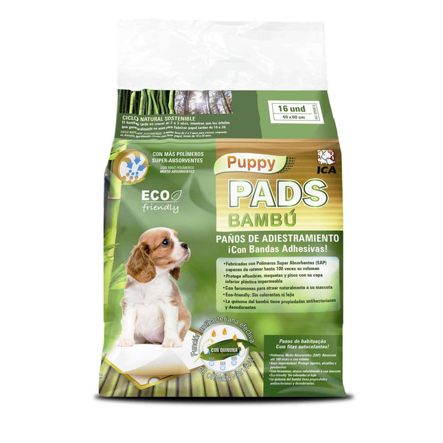 Paños de Adiestramiento Puppy Pads Bambú 40cm x 60 cm. - 16 unds.