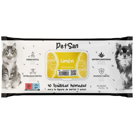 Toallitas con aroma a limón PetSan (Pack de 6 uds)
