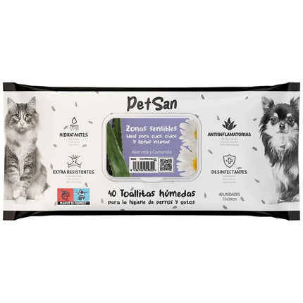 Toallitas con Aloe vera y camomila PetSan (Pack de 6 uds)