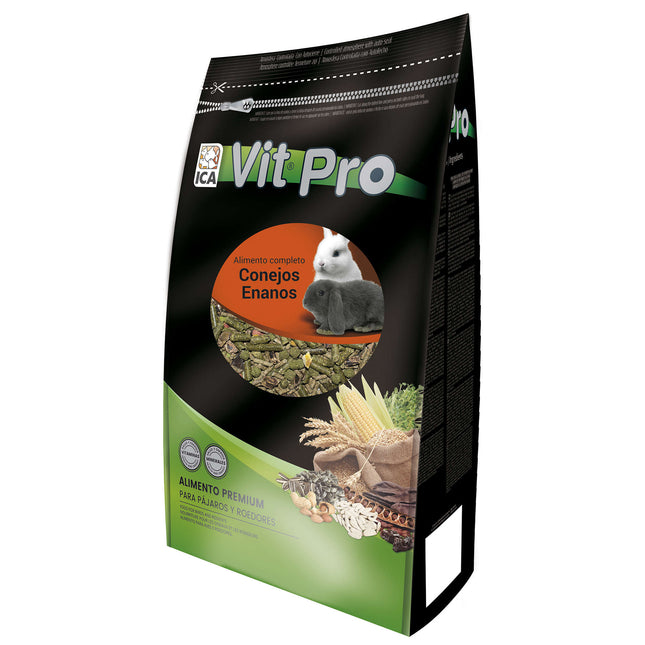 Alimento para conejos enanos con cierre Zip Vit Pro en Bolsa 3.000 gramos (Pack de 4 uds)