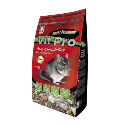 Alimento para Chinchillas con cierre Zip Vit Pro en Bolsa 1.000 gramos (Pack de 6 uds)