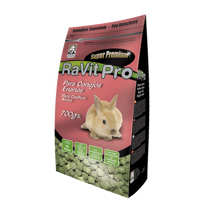 Alimento para conejos enanos con cierre Zip RaVit Pro en Bolsa 700 gramos (Pack de 6 uds)