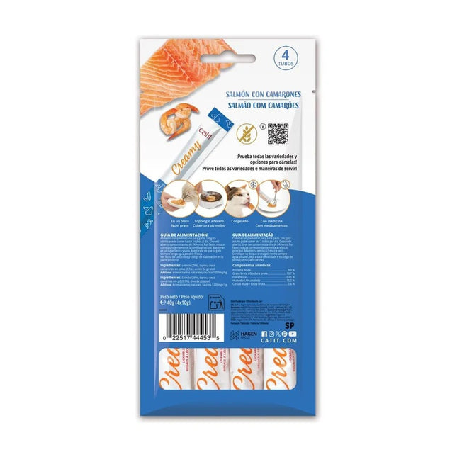 Catit Creamy Salmón y Gambas - 4x10g (Pack de 12 uds)
