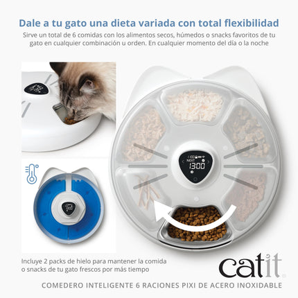 Catit PIXI Comedero Acero Inox. 6 Raciones