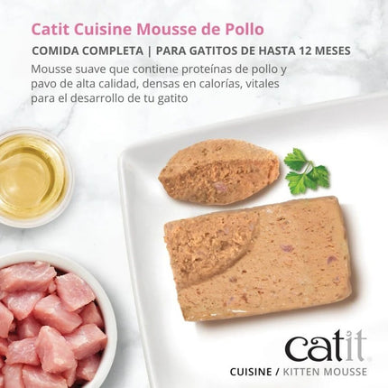 Catit Cuisine Kitten Mousse Pollo con Pavo de 90g (Pack de 12 uds)