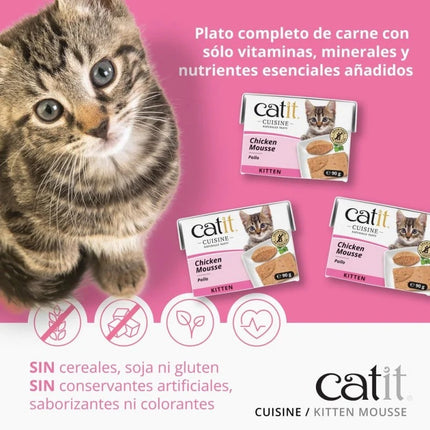 Catit Cuisine Kitten Mousse Pollo con Pavo de 90g (Pack de 12 uds)