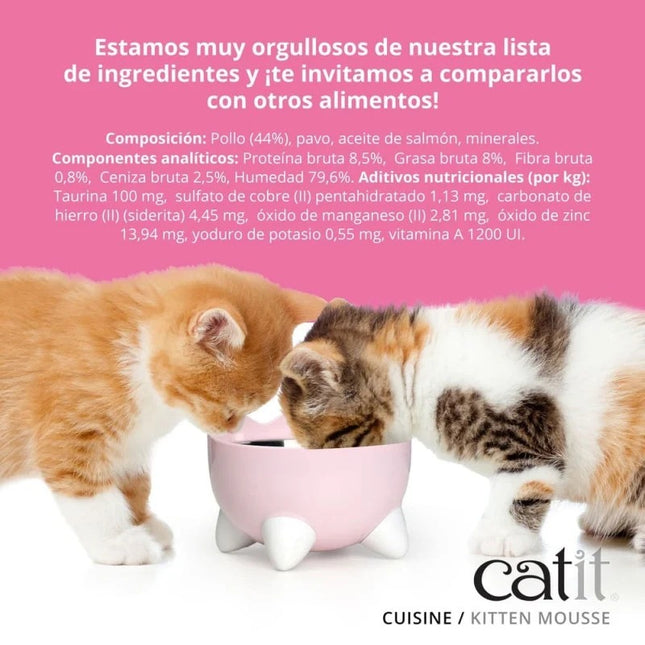 Catit Cuisine Kitten Mousse Pollo con Pavo de 90g (Pack de 12 uds)