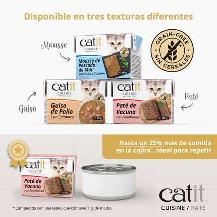 Catit Cuisine Paté de Vacuno con Zanahoria de 95g (Pack de 12 uds)