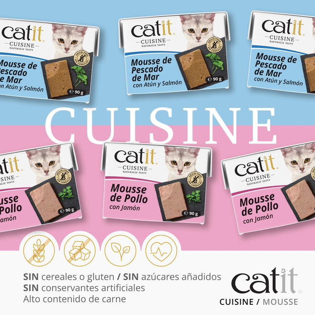 Catit Cuisine Mousse de Pescado de Mar de 90g (Pack de 12 uds)