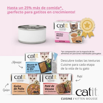 Catit Cuisine Kitten Mousse Pollo con Pavo de 90g (Pack de 12 uds)