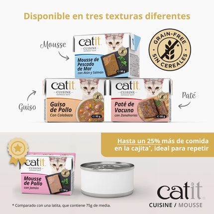 Catit Cuisine Mousse de Pescado de Mar de 90g (Pack de 12 uds)
