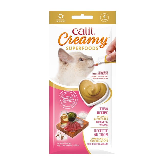 Catit Creamy Superfood Atún/CocoWakame - 4x10g (Pack de 12 uds)