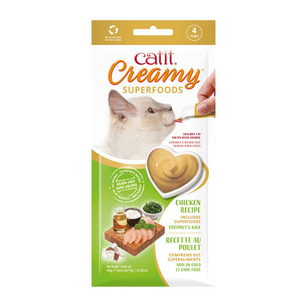 Catit Creamy Superfood Pollo/CocoKale - 4x10g (Pack de 12 uds)