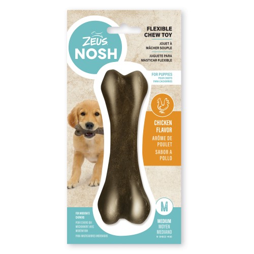 Zeus Nosh Flexible Puppy Hueso - Bacon S - 11cm